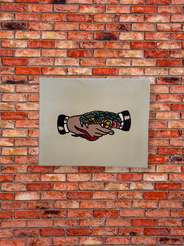 American Traditional Snake and Hand on Canvas